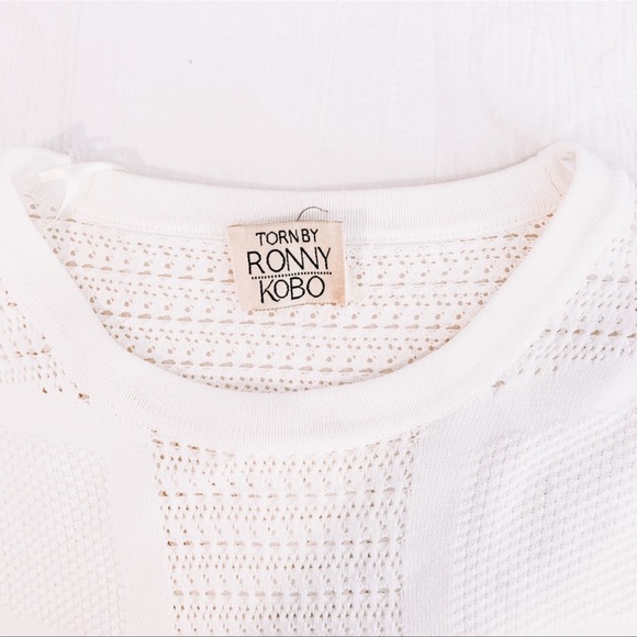 Torn by Ronny Kobo cut out perforated pin prick white Faige Sweater - Picture 3 of 8